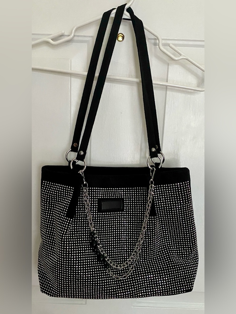 Vegan Black Suede Shoulder Bag/Purse
